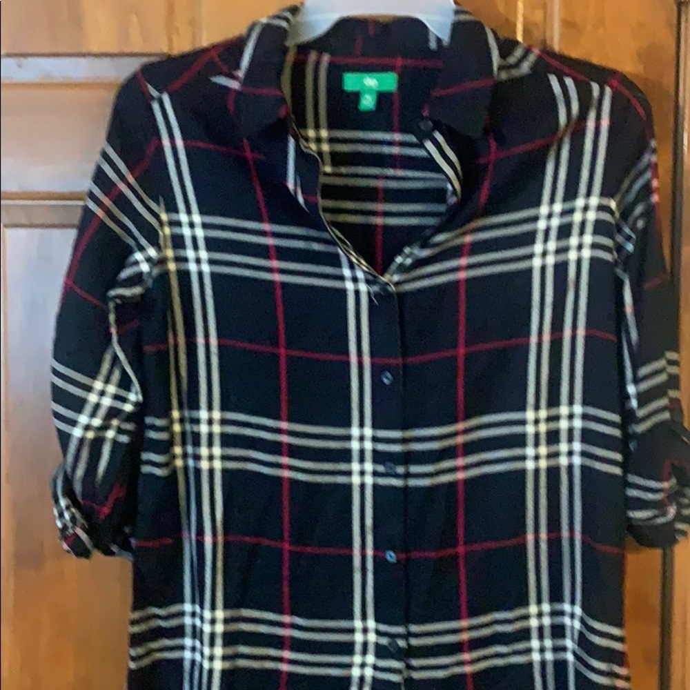 New Dip Flannel Plaid Shirt Tunic XS NWT